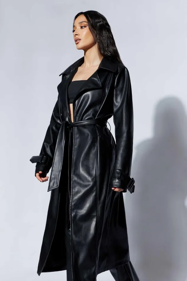 Meshki Coats and Jackets Women Isla Pu Trench 8211 Black Black