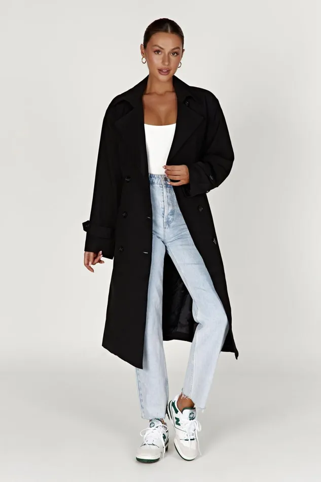Meshki Coats and Jackets Women Keily Super Oversized Trench Coat 8211 Black Black Meshki Coats and Jackets Women Keily Super Oversized Trench Coat 8211 Black Black