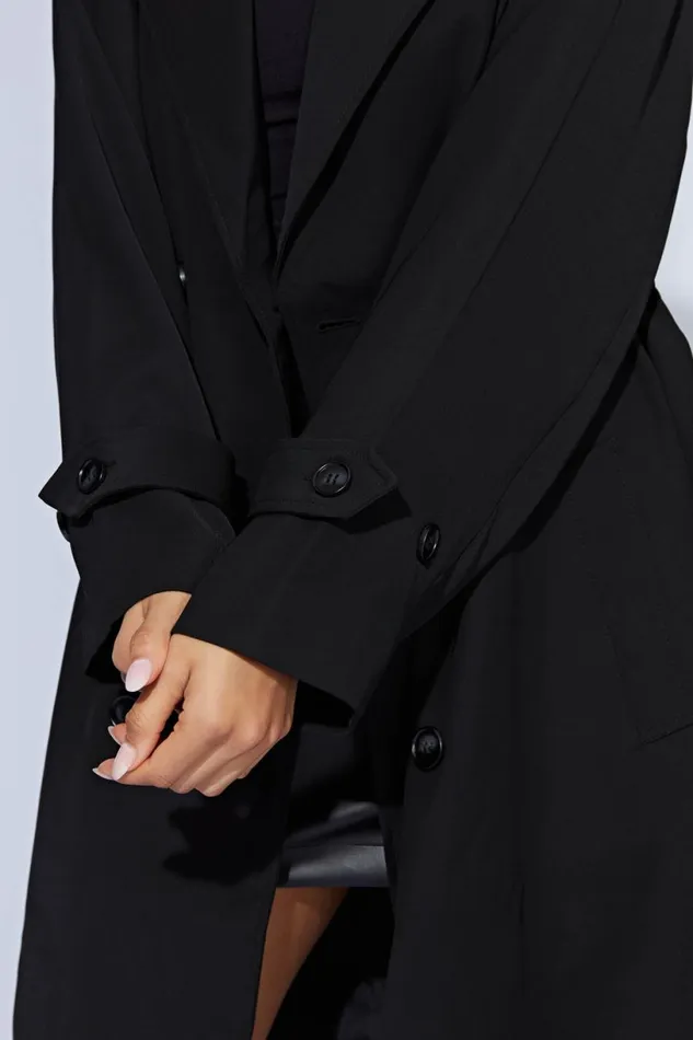 Meshki Coats and Jackets Women Keily Super Oversized Trench Coat 8211 Black Black