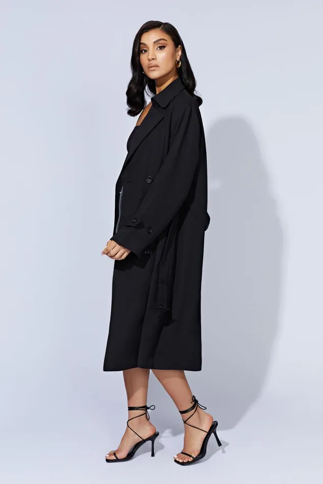 Meshki Coats and Jackets Women Keily Super Oversized Trench Coat 8211 Black Black