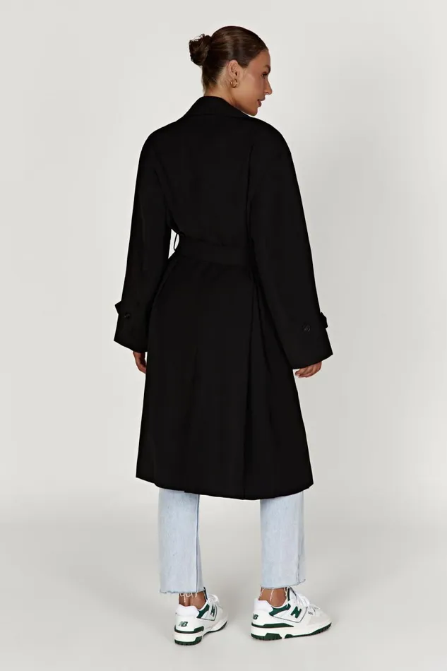 Meshki Coats and Jackets Women Keily Super Oversized Trench Coat 8211 Black Black
