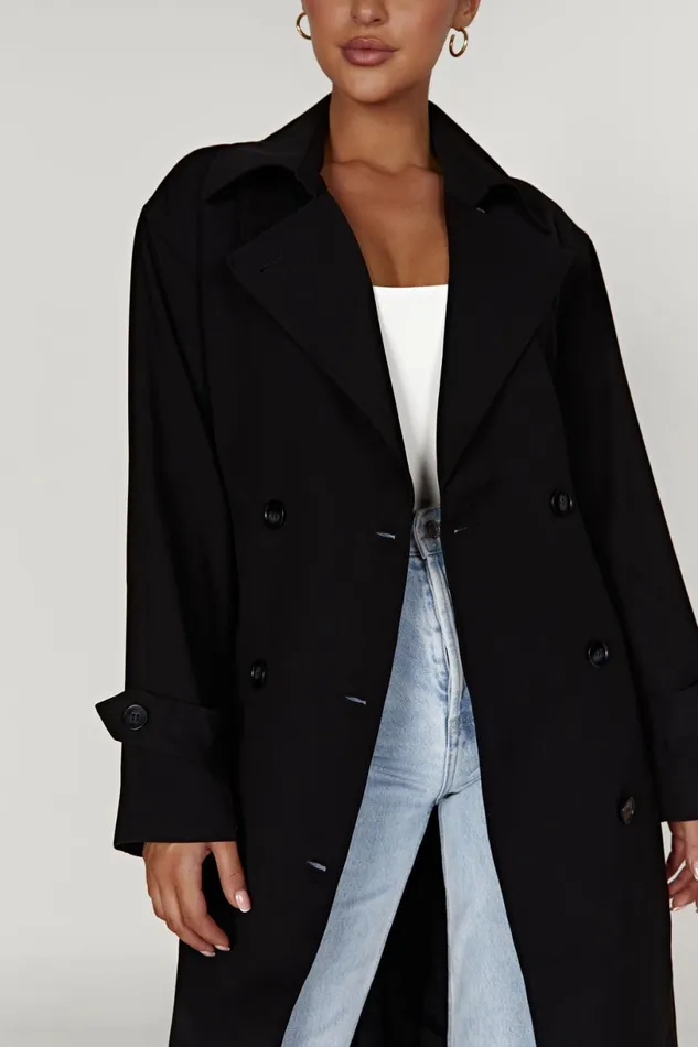 Meshki Coats and Jackets Women Keily Super Oversized Trench Coat 8211 Black Black