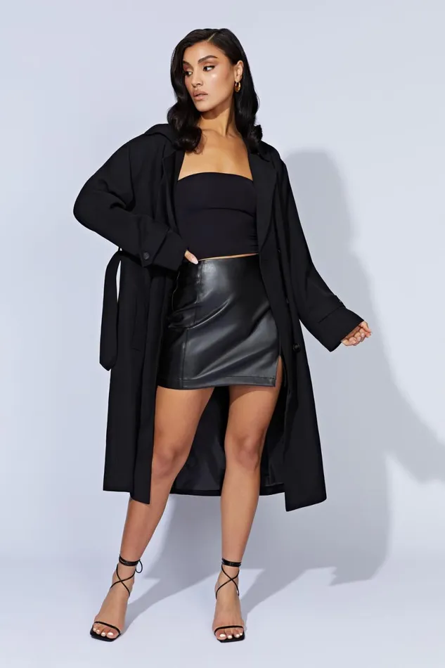 Meshki Coats and Jackets Women Keily Super Oversized Trench Coat 8211 Black Black