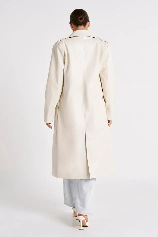 Meshki Coats and Jackets Women Lexington Pu Trench Coat 8211 Ivory Ivory Meshki Coats and Jackets Women Lexington Pu Trench Coat 8211 Ivory Ivory