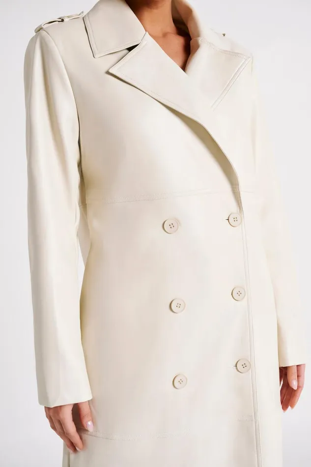 Meshki Coats and Jackets Women Lexington Pu Trench Coat 8211 Ivory Ivory Meshki Coats and Jackets Women Lexington Pu Trench Coat 8211 Ivory Ivory
