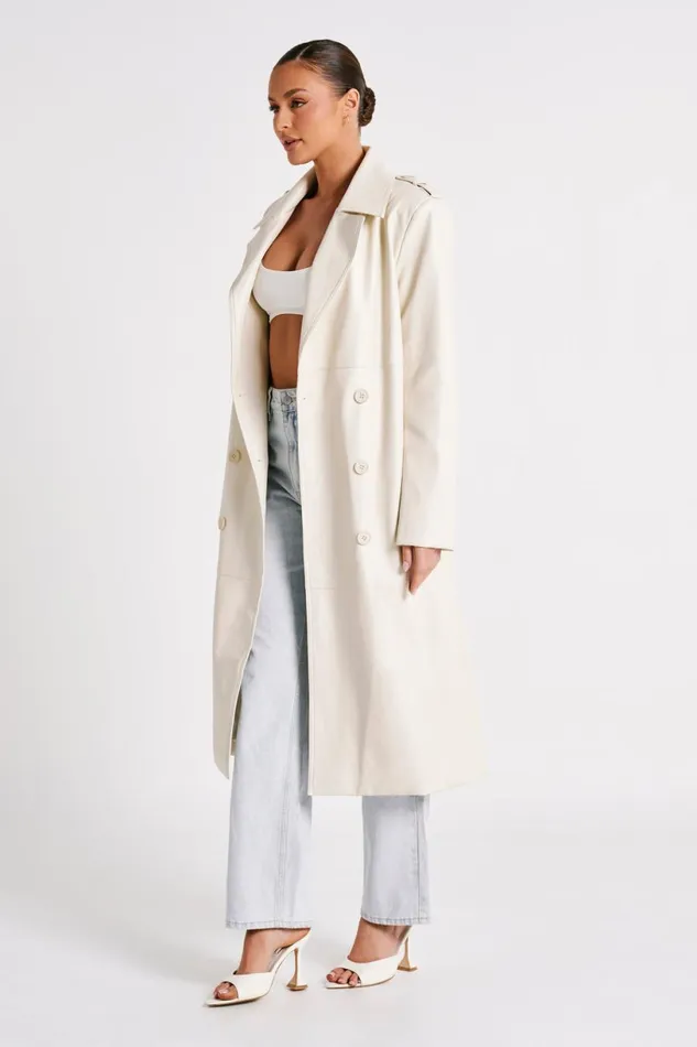 Meshki Coats and Jackets Women Lexington Pu Trench Coat 8211 Ivory Ivory Meshki Coats and Jackets Women Lexington Pu Trench Coat 8211 Ivory Ivory