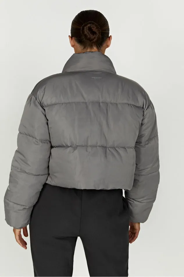Meshki Coats and Jackets Women Myranda Recycled Cropped Puffer Jacket 8211 Charcoal Charcoal