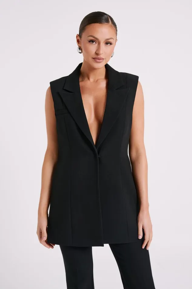 Meshki Coats and Jackets Women Robin Oversized Suiting Vest 8211 Black Black