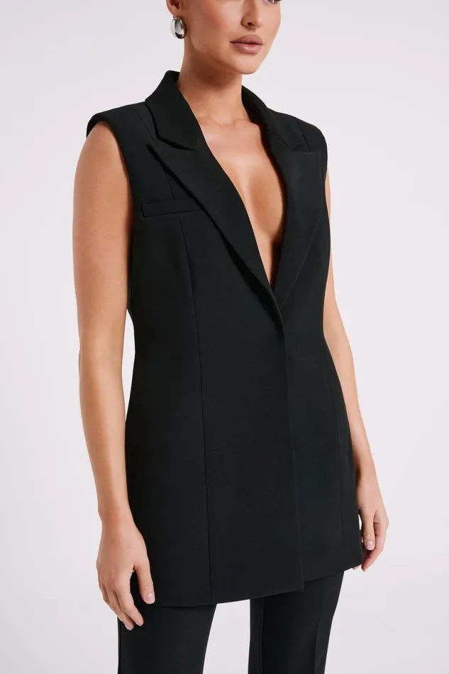 Meshki Coats and Jackets Women Robin Oversized Suiting Vest 8211 Black Black
