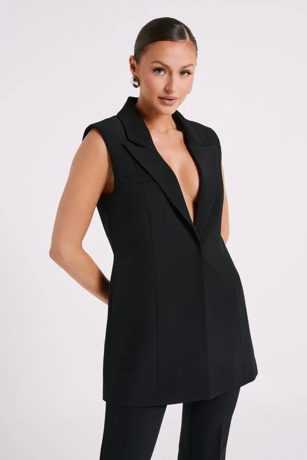 Meshki Coats and Jackets Women Robin Oversized Suiting Vest 8211 Black Black
