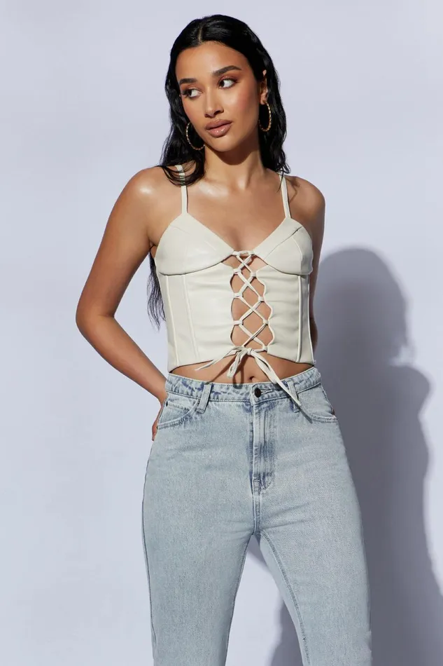 Meshki Corsets Women Alaia Lace Up Corset Pu Top 8211 Wheat Wheat Meshki Corsets Women Alaia Lace Up Corset Pu Top 8211 Wheat Wheat