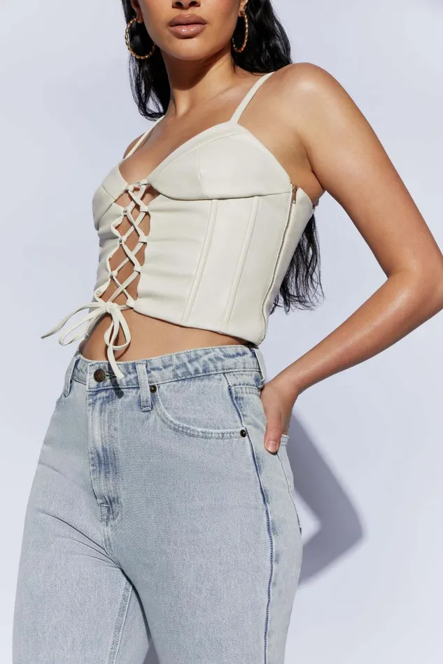 Meshki Corsets Women Alaia Lace Up Corset Pu Top 8211 Wheat Wheat Meshki Corsets Women Alaia Lace Up Corset Pu Top 8211 Wheat Wheat