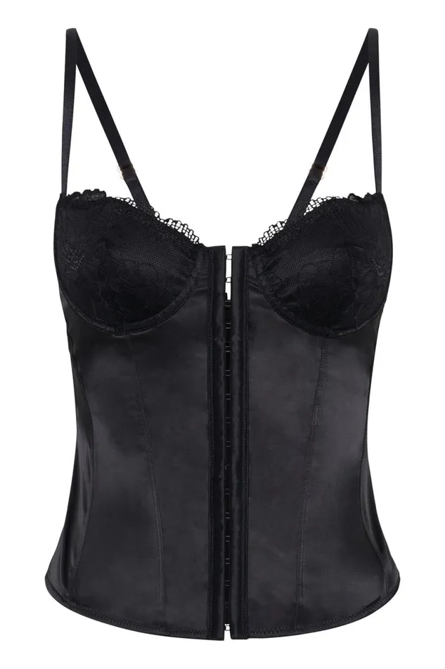 Meshki Corsets Women Claudia Lace Satin Bustier Corset 8211 Black Black Meshki Corsets Women Claudia Lace Satin Bustier Corset 8211 Black Black