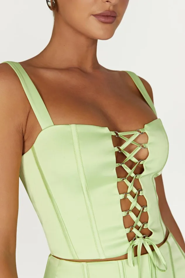Meshki Corsets Women Scarlet Satin Corset Top 8211 Pistachio Green Pistachiogreen Meshki Corsets Women Scarlet Satin Corset Top 8211 Pistachio Green Pistachiogreen