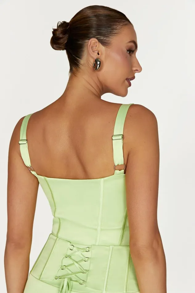 Meshki Corsets Women Scarlet Satin Corset Top 8211 Pistachio Green Pistachiogreen