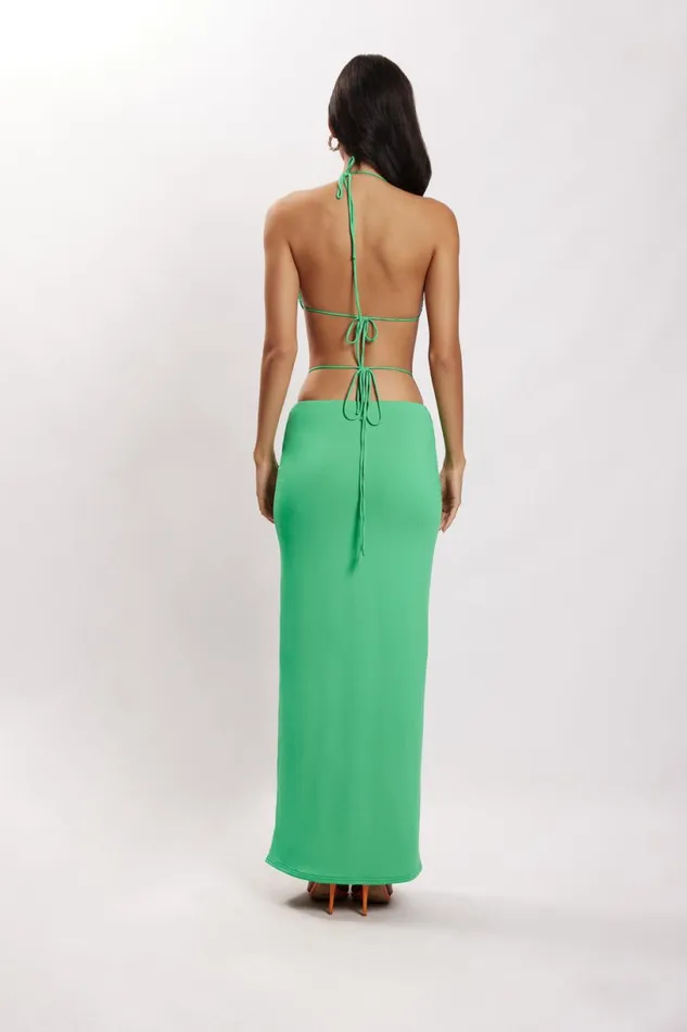 Meshki Crop Tops Women Amber Ruched Halter Crop Top 8211 Green Green Meshki Crop Tops Women Amber Ruched Halter Crop Top 8211 Green Green