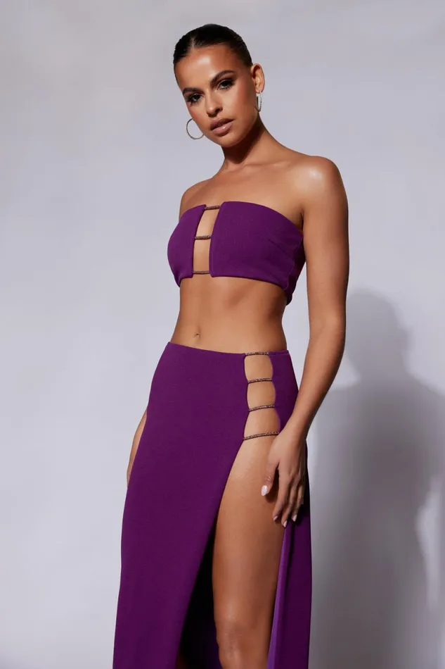 Meshki Crop Tops Women Anastasia Diamante Rope Bandeau 8211 Grape Grape Meshki Crop Tops Women Anastasia Diamante Rope Bandeau 8211 Grape Grape