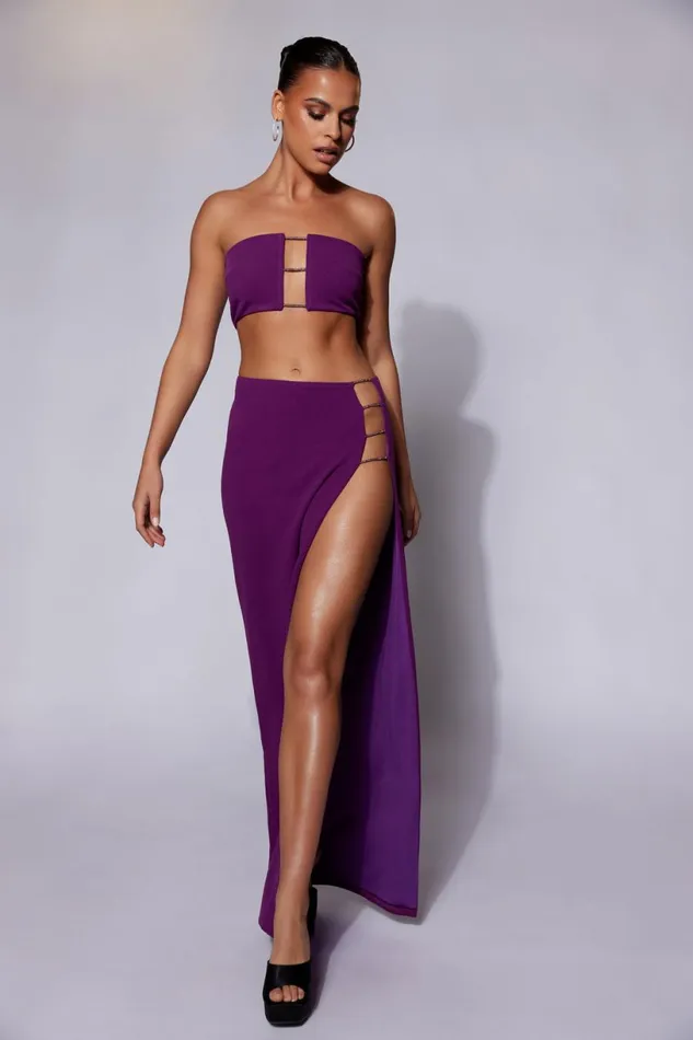 Meshki Crop Tops Women Anastasia Diamante Rope Bandeau 8211 Grape Grape Meshki Crop Tops Women Anastasia Diamante Rope Bandeau 8211 Grape Grape