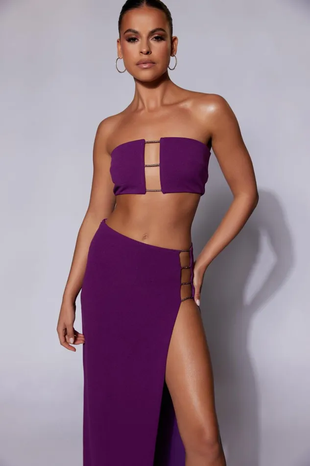 Meshki Crop Tops Women Anastasia Diamante Rope Bandeau 8211 Grape Grape Meshki Crop Tops Women Anastasia Diamante Rope Bandeau 8211 Grape Grape