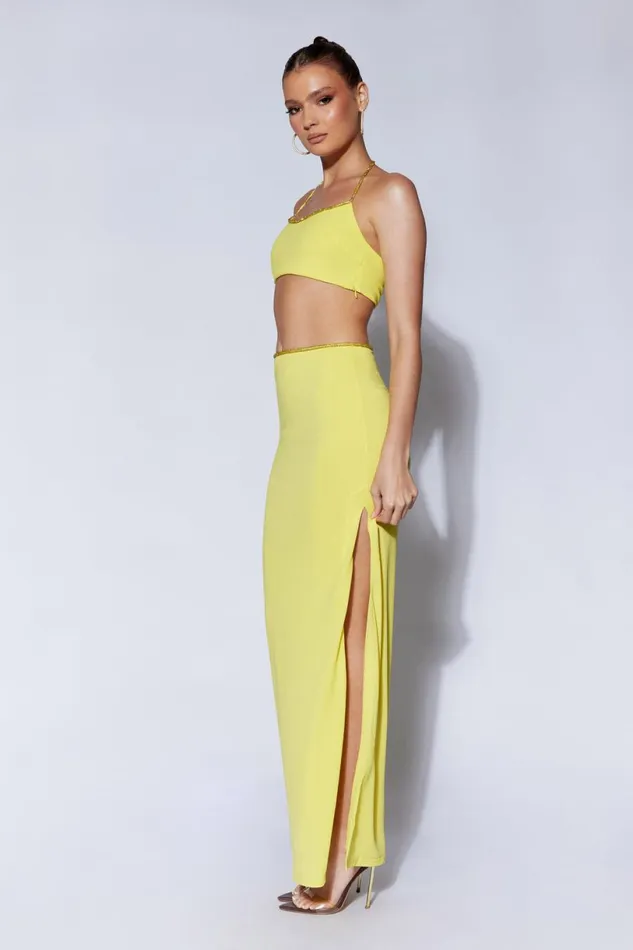 Meshki Crop Tops Women Arya Diamante Rope Halter Top 8211 Chartreuse Chartreuse Meshki Crop Tops Women Arya Diamante Rope Halter Top 8211 Chartreuse Chartreuse