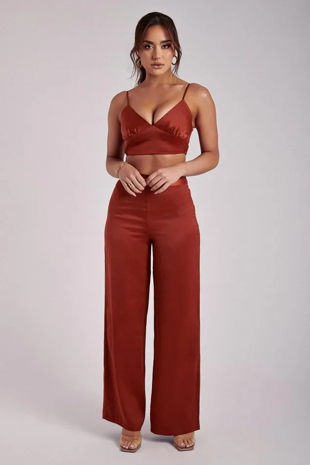 Meshki Crop Tops Women Ashley Satin Crop Top 8211 Copper Copper Meshki Crop Tops Women Ashley Satin Crop Top 8211 Copper Copper