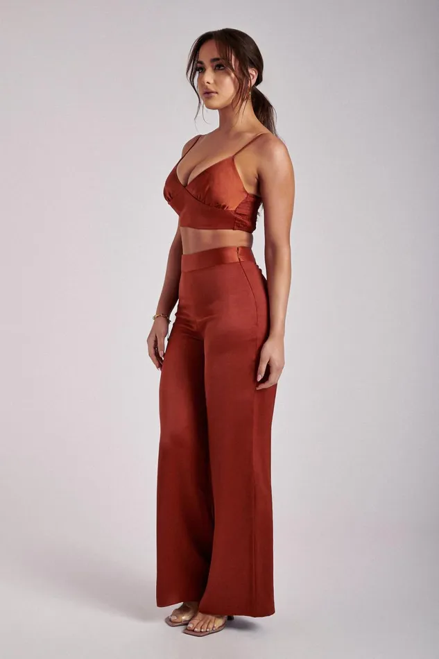 Meshki Crop Tops Women Ashley Satin Crop Top 8211 Copper Copper Meshki Crop Tops Women Ashley Satin Crop Top 8211 Copper Copper