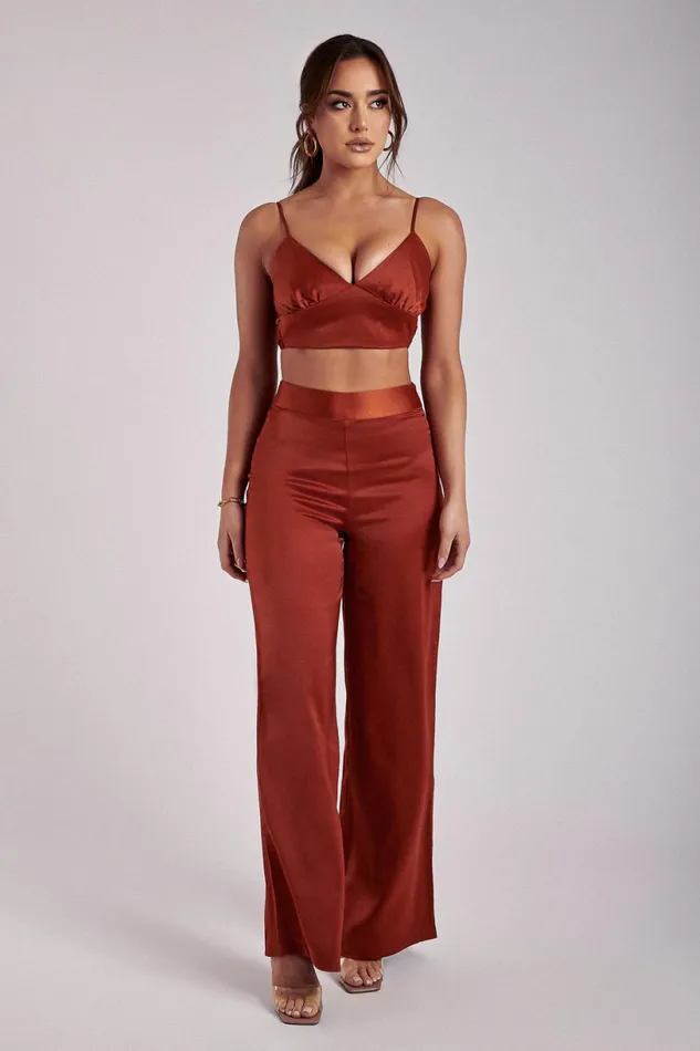 Meshki Crop Tops Women Ashley Satin Crop Top 8211 Copper Copper Meshki Crop Tops Women Ashley Satin Crop Top 8211 Copper Copper