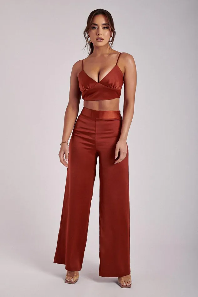 Meshki Crop Tops Women Ashley Satin Crop Top 8211 Copper Copper Meshki Crop Tops Women Ashley Satin Crop Top 8211 Copper Copper