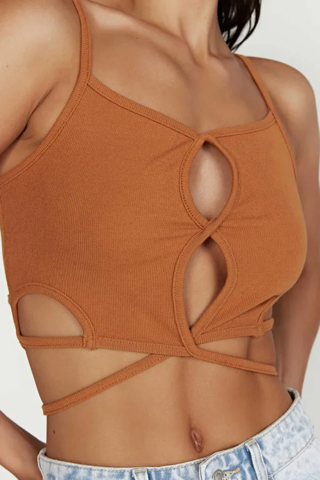 Meshki Crop Tops Women Ayesha Cut Out Singlet 8211 Biscuit Biscuit Meshki Crop Tops Women Ayesha Cut Out Singlet 8211 Biscuit Biscuit