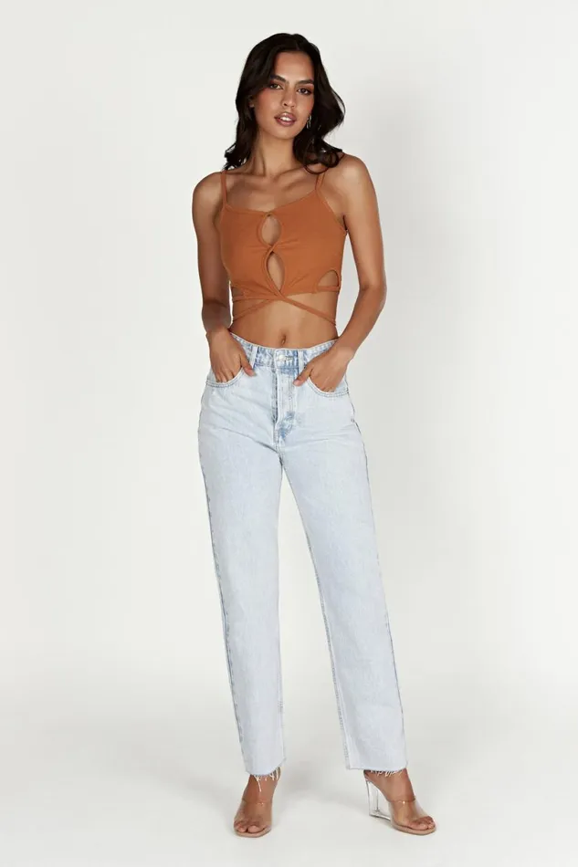 Meshki Crop Tops Women Ayesha Cut Out Singlet 8211 Biscuit Biscuit Meshki Crop Tops Women Ayesha Cut Out Singlet 8211 Biscuit Biscuit