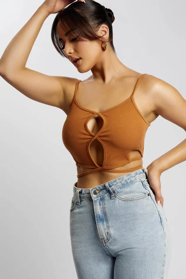 Meshki Crop Tops Women Ayesha Cut Out Singlet 8211 Biscuit Biscuit Meshki Crop Tops Women Ayesha Cut Out Singlet 8211 Biscuit Biscuit