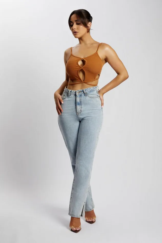 Meshki Crop Tops Women Ayesha Cut Out Singlet 8211 Biscuit Biscuit Meshki Crop Tops Women Ayesha Cut Out Singlet 8211 Biscuit Biscuit