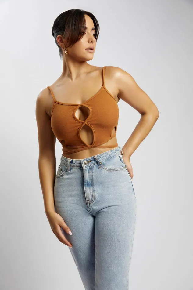 Meshki Crop Tops Women Ayesha Cut Out Singlet 8211 Biscuit Biscuit Meshki Crop Tops Women Ayesha Cut Out Singlet 8211 Biscuit Biscuit