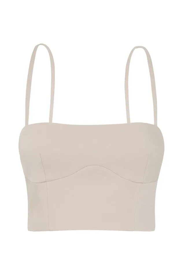 Meshki Crop Tops Women Bahar Seam Line Crop Top 8211 Wheat Wheat Meshki Crop Tops Women Bahar Seam Line Crop Top 8211 Wheat Wheat