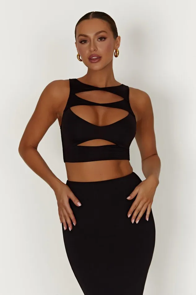 Meshki Crop Tops Women Chloe Cut Out Crop Top 8211 Black Black