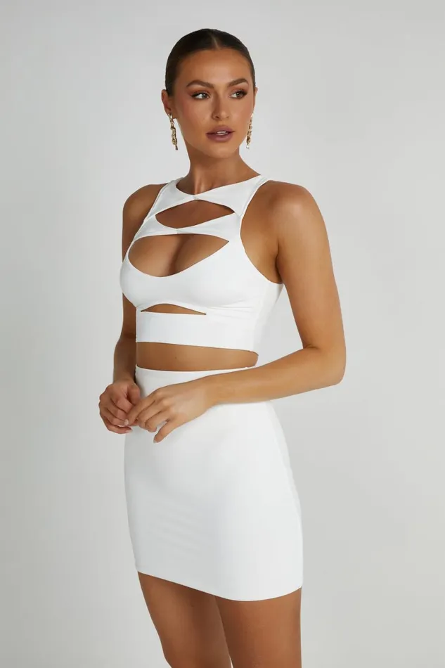 Meshki Crop Tops Women Chloe Cut Out Crop Top 8211 White White