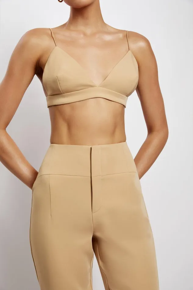 Meshki Crop Tops Women Cynthia Triangle Bralette 8211 Camel Camel Meshki Crop Tops Women Cynthia Triangle Bralette 8211 Camel Camel