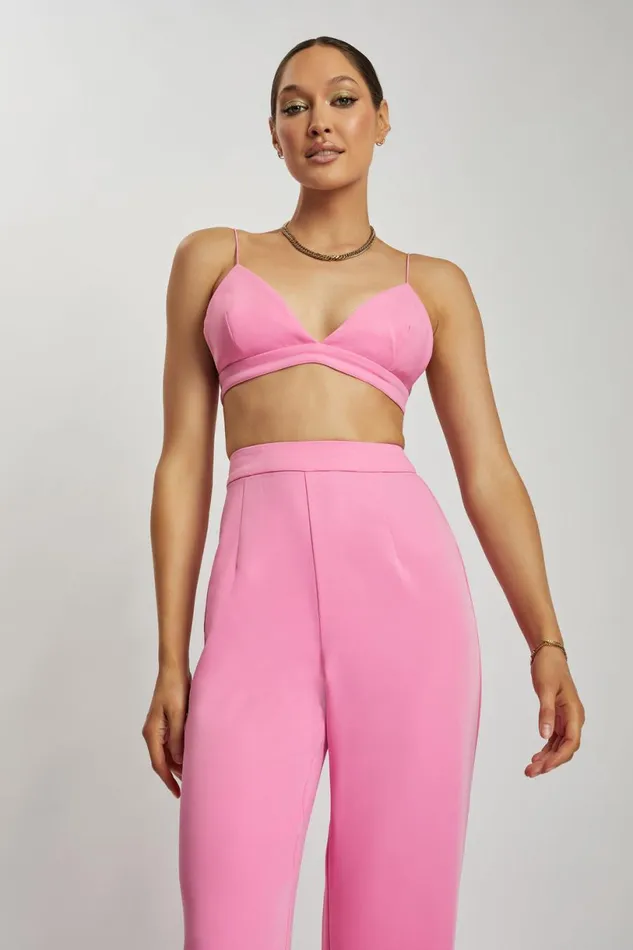 Meshki Crop Tops Women Cynthia Triangle Bralette 8211 Pink Pink Meshki Crop Tops Women Cynthia Triangle Bralette 8211 Pink Pink
