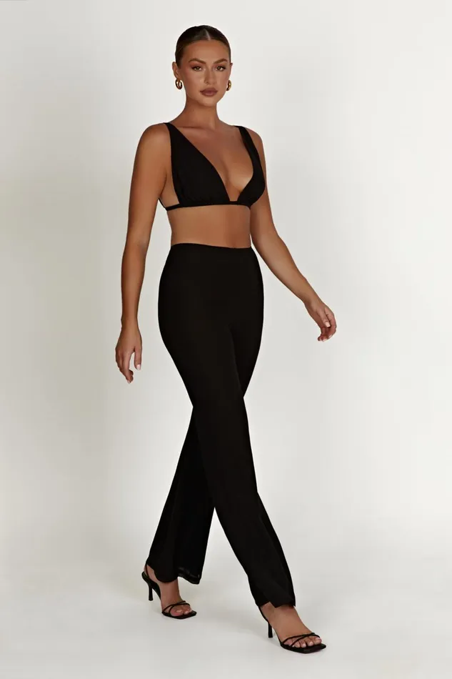 Meshki Crop Tops Women Daisie Chiffon Top 8211 Black Black