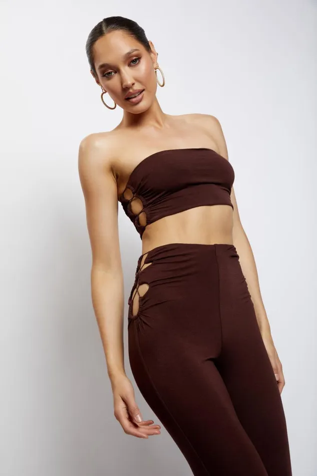 Meshki Crop Tops Women Eleanor Tie Up Side Bandeau 8211 Chocolate Chocolate Meshki Crop Tops Women Eleanor Tie Up Side Bandeau 8211 Chocolate Chocolate