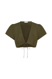 Meshki Crop Tops Women Fatima Linen Crop Top 8211 Khaki Khaki Meshki Crop Tops Women Fatima Linen Crop Top 8211 Khaki Khaki