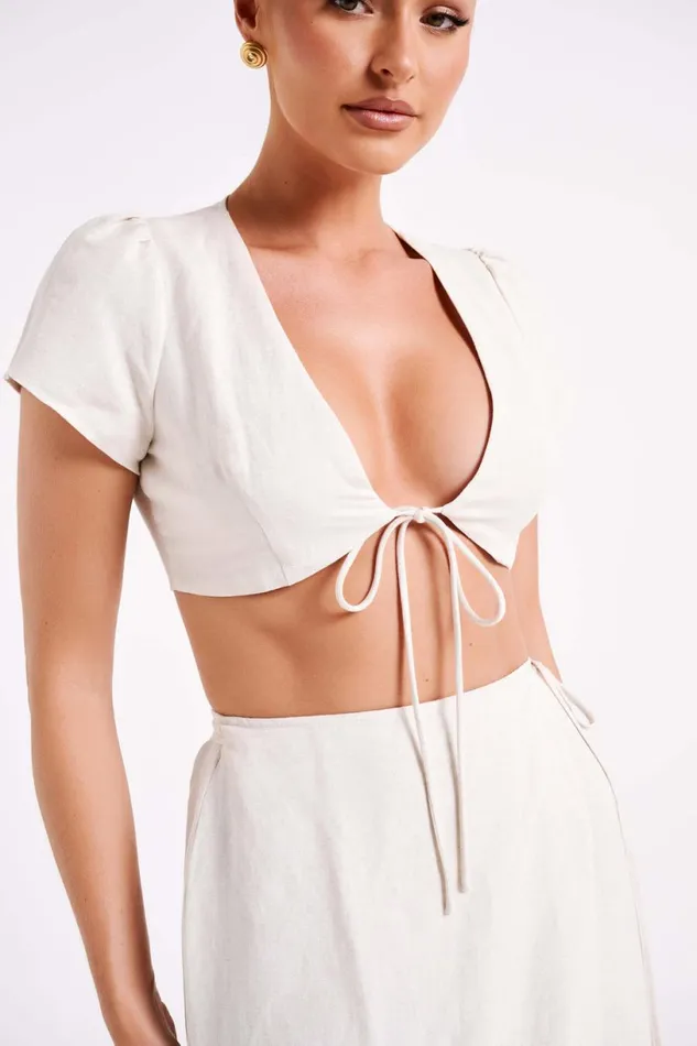 Meshki Crop Tops Women Fatima Linen Crop Top 8211 Natural Natural Meshki Crop Tops Women Fatima Linen Crop Top 8211 Natural Natural