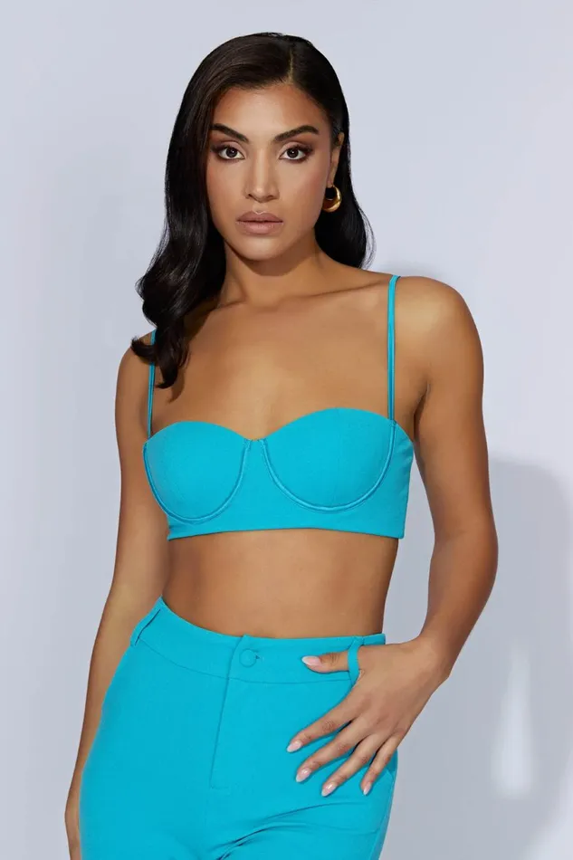 Meshki Crop Tops Women Fiorella Crepe Bustier Top 8211 Aquamarine Aquamarine Meshki Crop Tops Women Fiorella Crepe Bustier Top 8211 Aquamarine Aquamarine