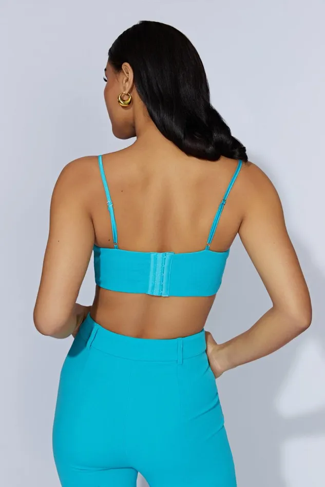 Meshki Crop Tops Women Fiorella Crepe Bustier Top 8211 Aquamarine Aquamarine Meshki Crop Tops Women Fiorella Crepe Bustier Top 8211 Aquamarine Aquamarine