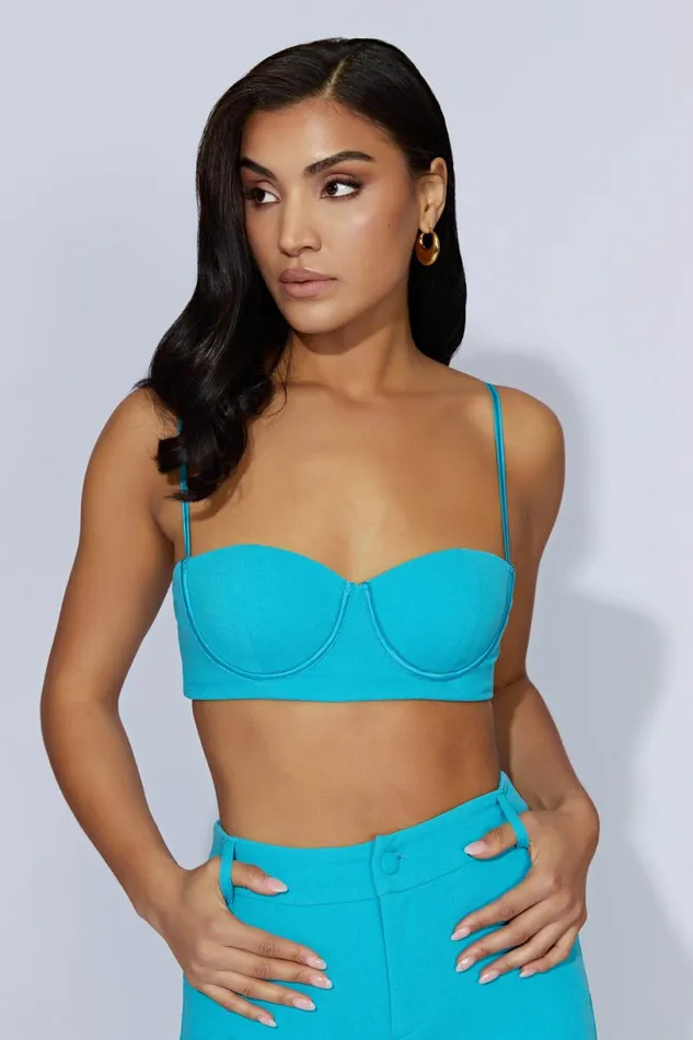 Meshki Crop Tops Women Fiorella Crepe Bustier Top 8211 Aquamarine Aquamarine Meshki Crop Tops Women Fiorella Crepe Bustier Top 8211 Aquamarine Aquamarine