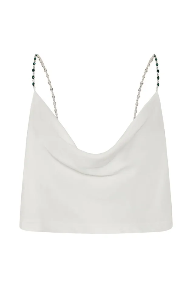 Meshki Crop Tops Women Havva Diamante Top 8211 White White