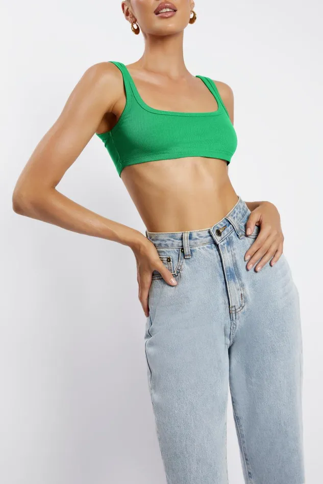 Meshki Crop Tops Women Jackie Scoop Neck Crop Top 8211 Bright Green Bright Green Meshki Crop Tops Women Jackie Scoop Neck Crop Top 8211 Bright Green Bright Green