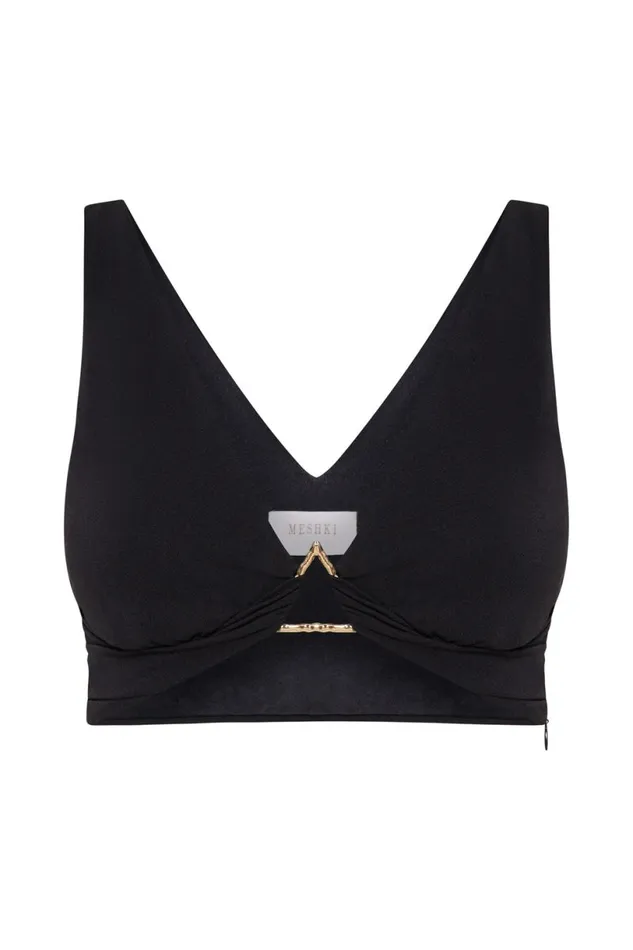 Meshki Crop Tops Women Jacqui Triangle Hardware Crop Top 8211 Black Black Meshki Crop Tops Women Jacqui Triangle Hardware Crop Top 8211 Black Black