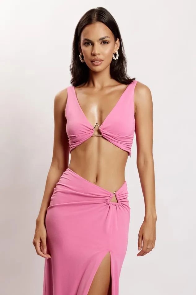 Meshki Crop Tops Women Jacqui Triangle Hardware Crop Top 8211 Pink Pink Meshki Crop Tops Women Jacqui Triangle Hardware Crop Top 8211 Pink Pink