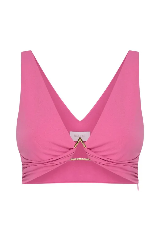 Meshki Crop Tops Women Jacqui Triangle Hardware Crop Top 8211 Pink Pink Meshki Crop Tops Women Jacqui Triangle Hardware Crop Top 8211 Pink Pink